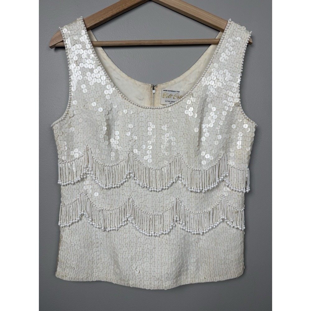 Vintage Art Deco Colt Crient Corp Sequin Beaded‎ Fringe Gatsby Flapper Tank Top